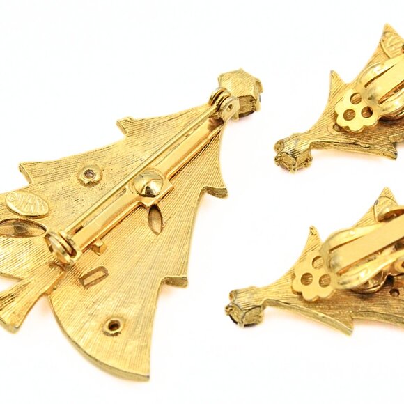 Exquisite Weiss Signed Multicolor Textured Gold Plate Christmas Tree Set - Picture 8 of 11